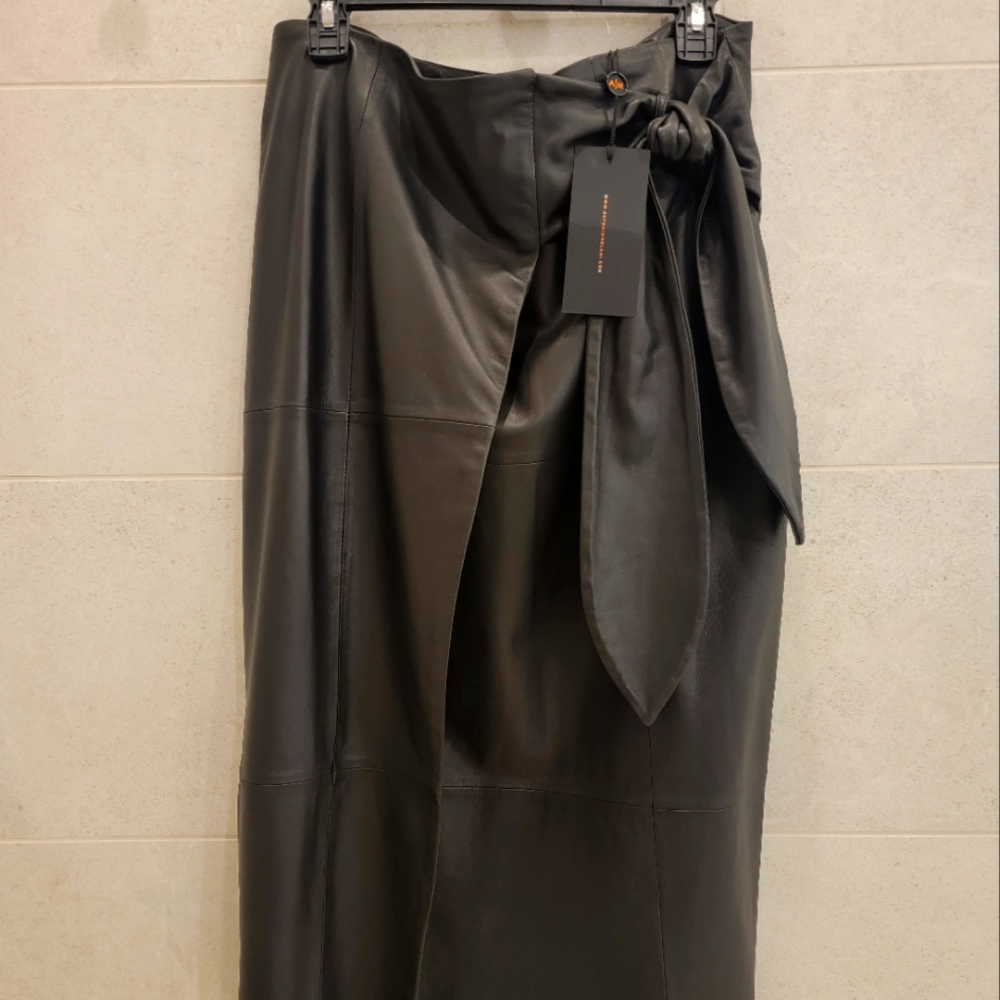 Antonio Melani Leather Wrap Style Skirt